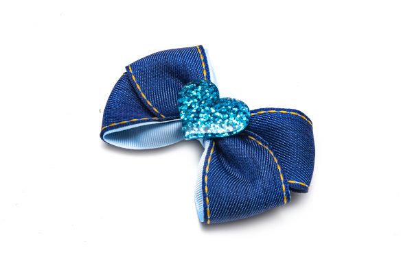 Laço Jeans Coração Azul
